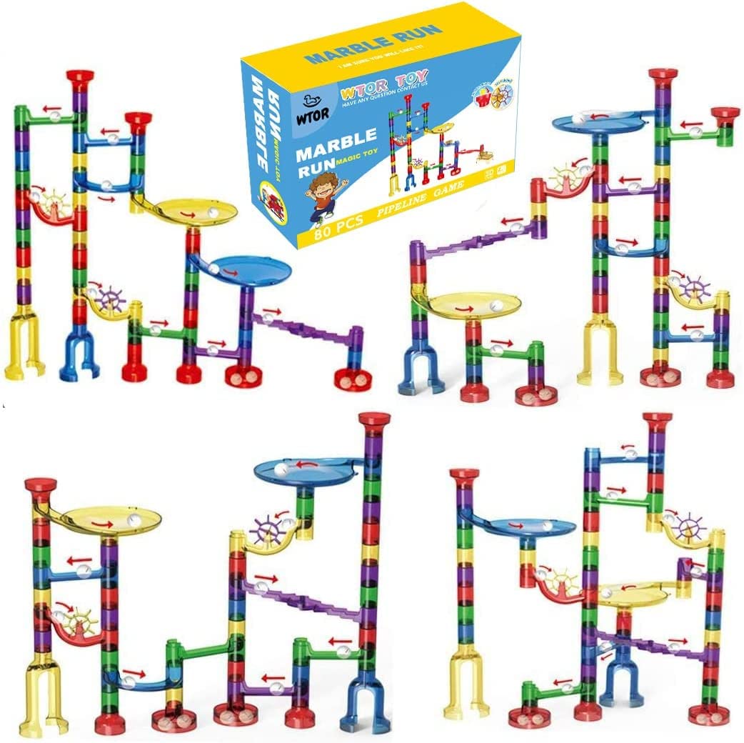 WTOR おもちゃ ビーズコースター 玩具 組み立て 男の子 女の子 贈り物 誕生日プレゼント 子供 積み木 (80ピース)