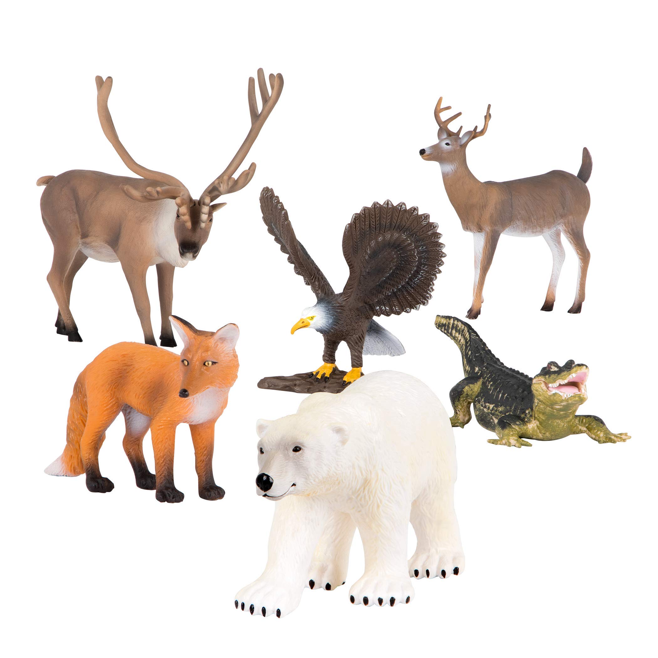 Terra 動物フィギュア キツネ 白熊 ワニ 鹿 ワシ トナカイのおもちゃ 6体セット 北米に生息する動物たち 3歳~ 正規品 AN6048BZ