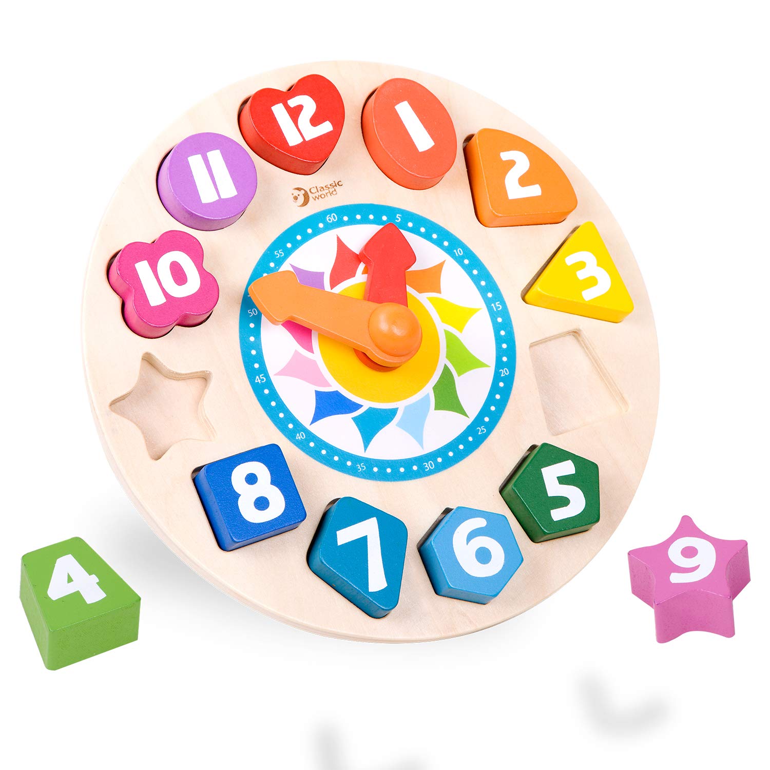 知育時計 時計のおもちゃ かたはめパズル 数字 型はめパズル 木製 時間 知育玩具 3歳 [ Classic World クラシックワールド チクタク