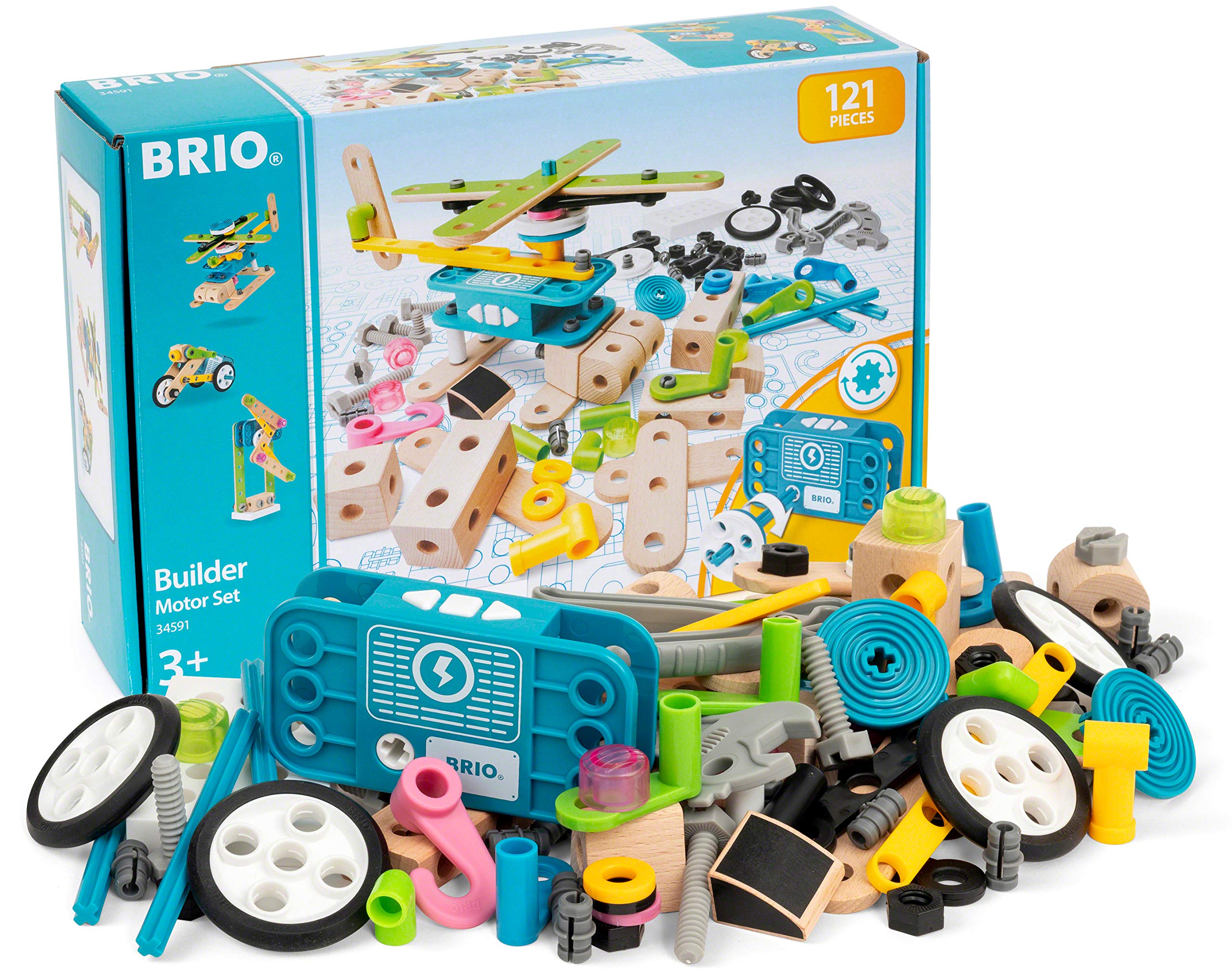 BRIO ( ブリオ ) ビルダー モーターセット [全121ピース] 対象年齢 3歳~ ( 組み立て おもちゃ 積み木 知育玩具 木製 ) 3459