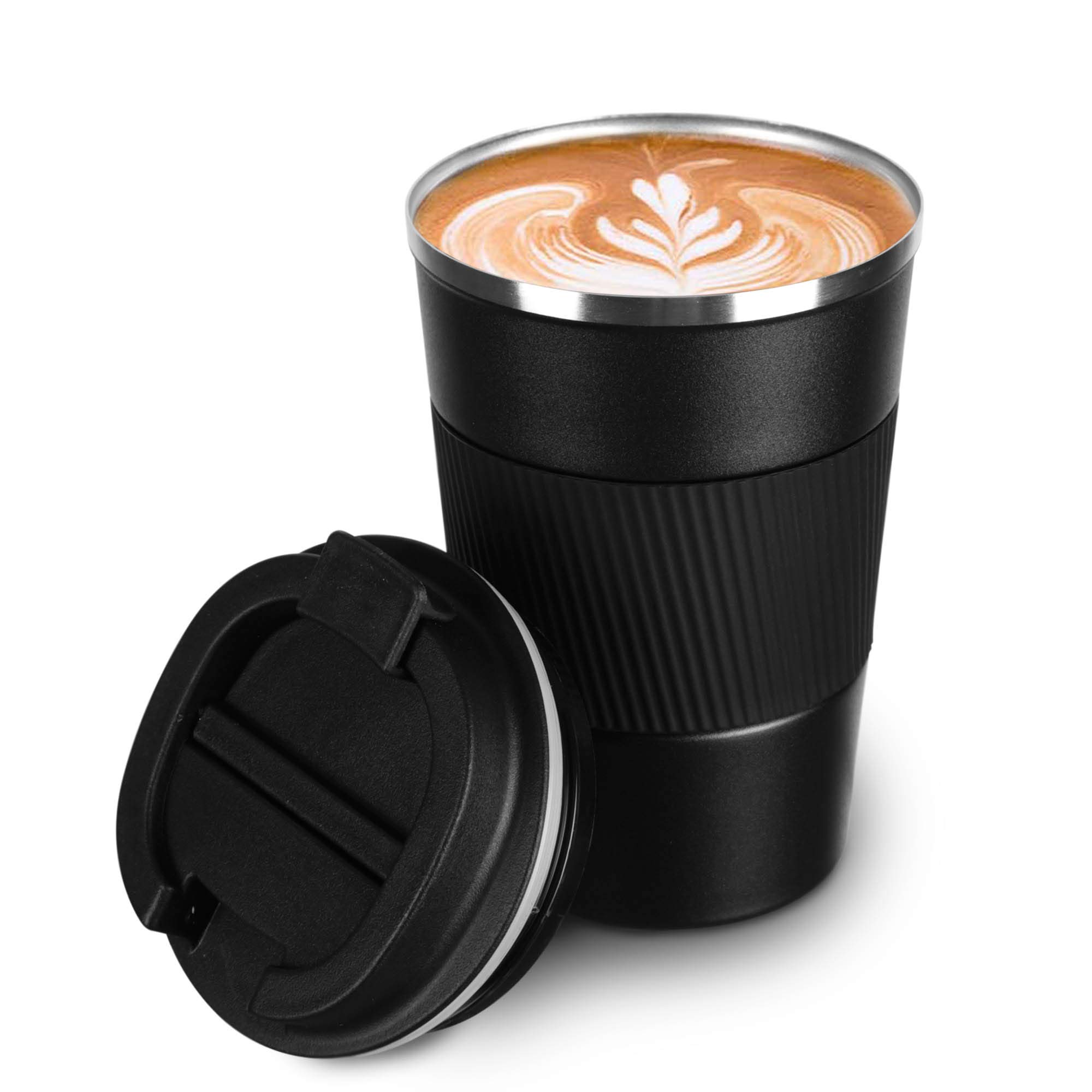 COLOCUP コーヒーカップ ステンレスマグ 保温保冷 直飲み 携帯マグカップ タンブラー 二重構造 真空断熱 380ML(ブラック 380ML)