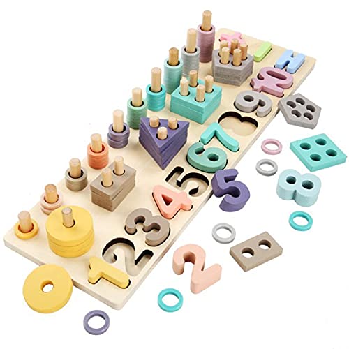 積み木 学習 パズル 数字 パズル型はめ木製 認知幾何学形状 1-10 おもちゃ パズル ゲーム 知育おもちゃ 学習玩具 数学力アップ 3歳から