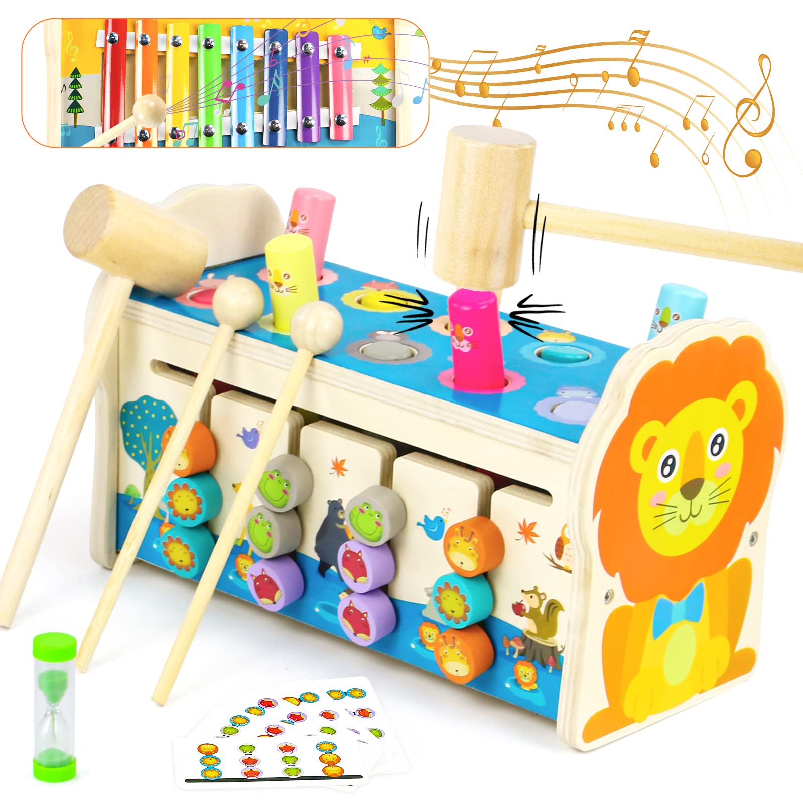 知育玩具 モンテッソーリ 木琴 ハンマートイ 3 IN 1 木のおもちゃ おもちゃ 女の子 男の子 子供 誕生日ランキング 早期開発 指先訓練 音