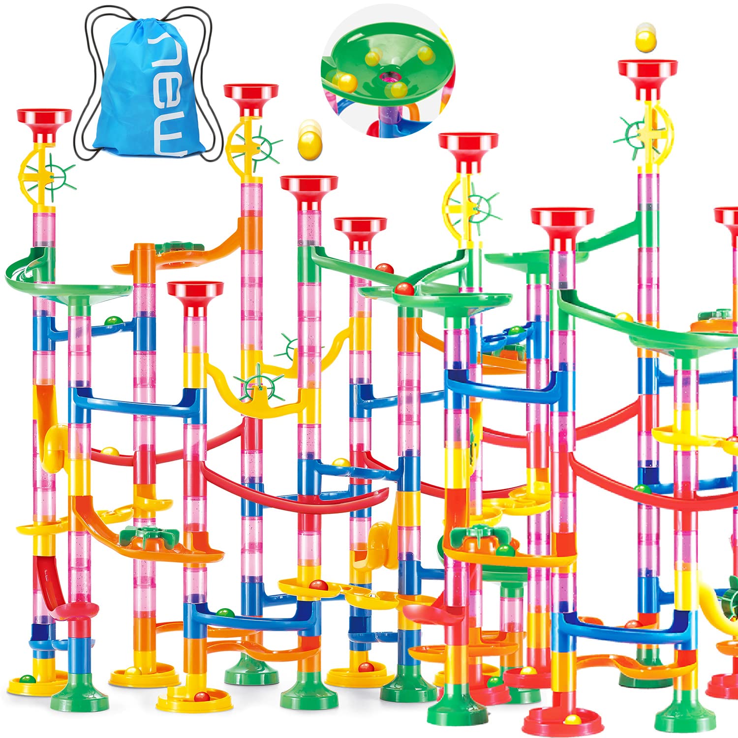 UQTOO 265個 ビーズコースター 知育玩具 スロープ ルーピング セット 子供 組み立 DIY 積み木 室内遊び 男の子 女の子 誕生日のプレゼ