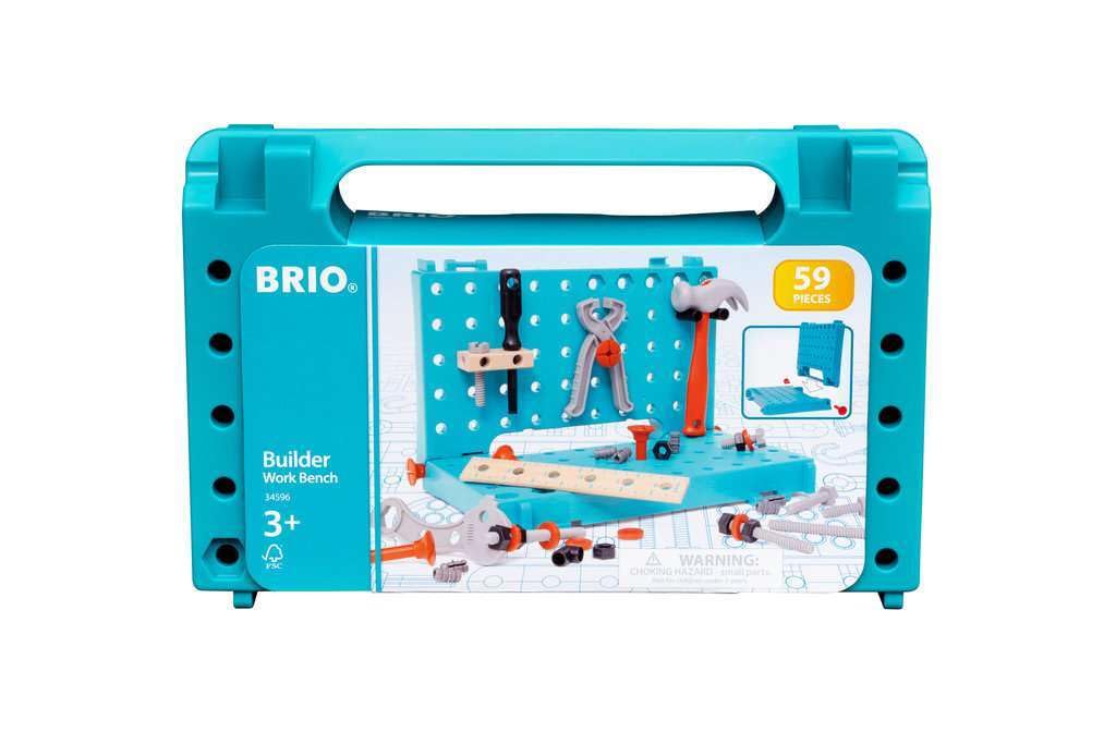BRIO (ブリオ) ビルダー ワーキングベンチ 34596「全59ピース」対象年齢3歳~(大工さん 工具遊び おもちゃ 知育玩具 ごっこ遊び) ブル