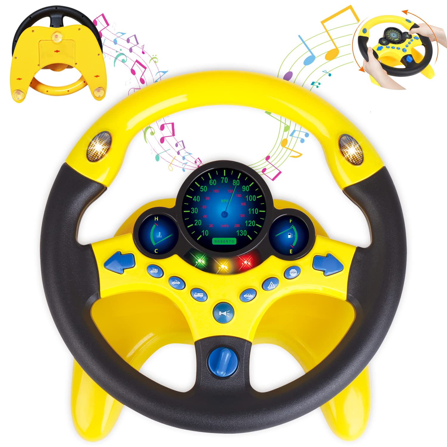 UQTOO ハンドル おもちゃ 子供のおもちゃ車のハンドル 知育玩具 シミュレーション ステアリングホイール おもちゃ 男の子 女の子 誕生日