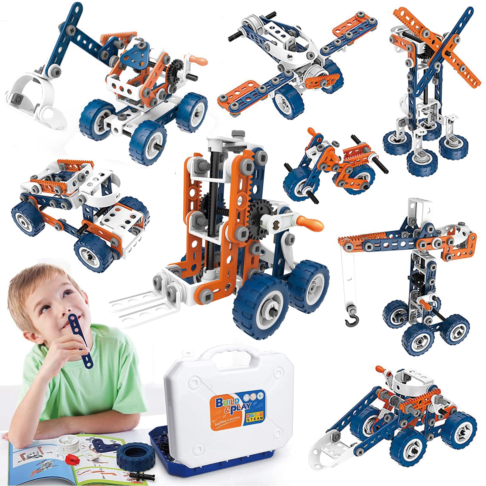 AOMIKS 組み立て おもちゃ 男の子 女の子 12モデル 車おもちゃ セット 大工さん建設車両 はたらく車 知育玩具 オモチャ DIY こども キ